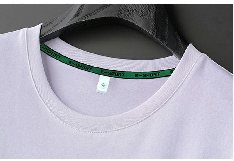 高品质夏季男士短袖t恤植绒圆领衫美人头半袖男装丝光棉薄款休闲详情7