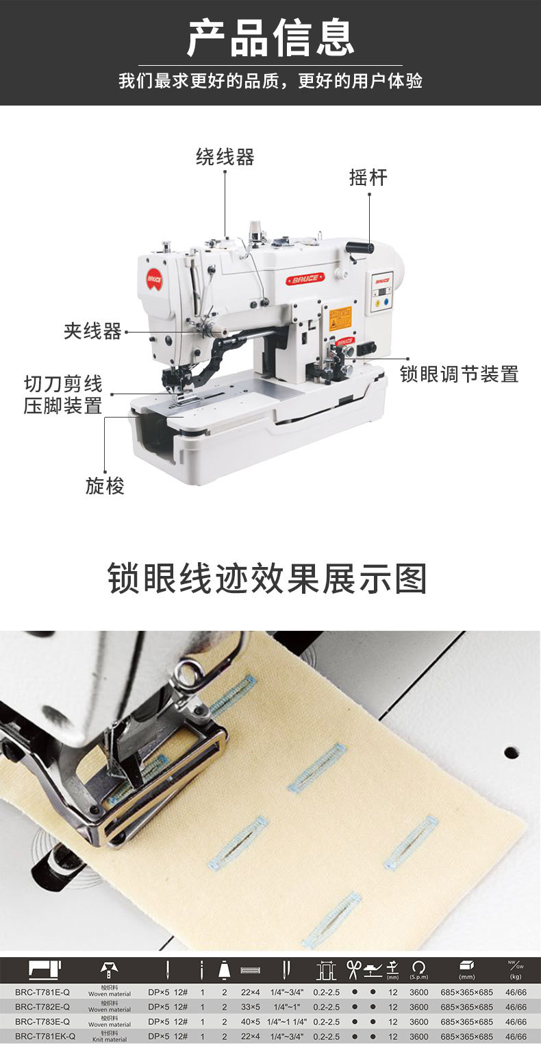 Bruce Industrial Sewing Machine 781 direct drive flat head butt-hole machine Shirt and suit butt-hole equipment pic 3