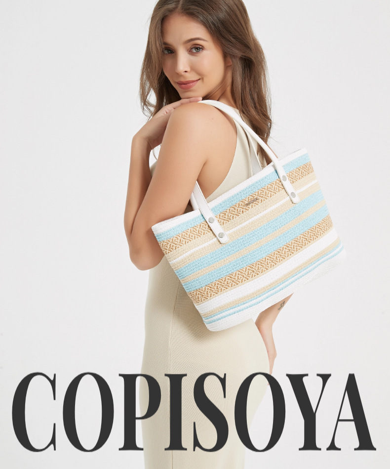 女夏季沙滩帽欧美款百搭背包手提包户外旅游度假条纹休闲包详情1