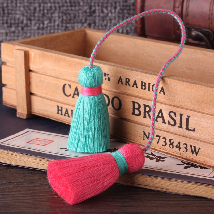 New color-offset double-ended cotton thread tassel handcrafted clothing, cheongsam with lapel button and Chinese-style classical tassel pendant pic 26
