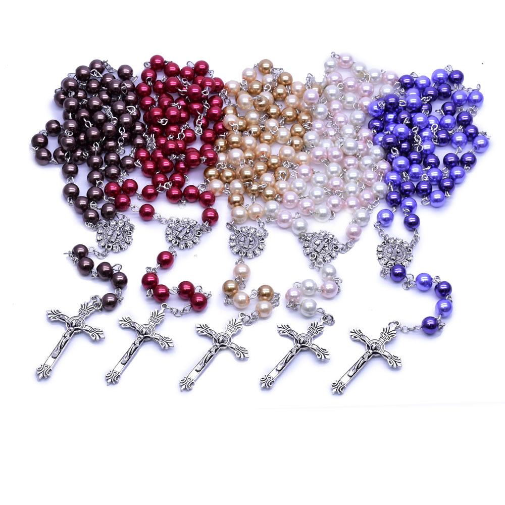 珍珠十字架项链8MM念珠饰品批发 Rosary Beads跨境电商饰品详情7