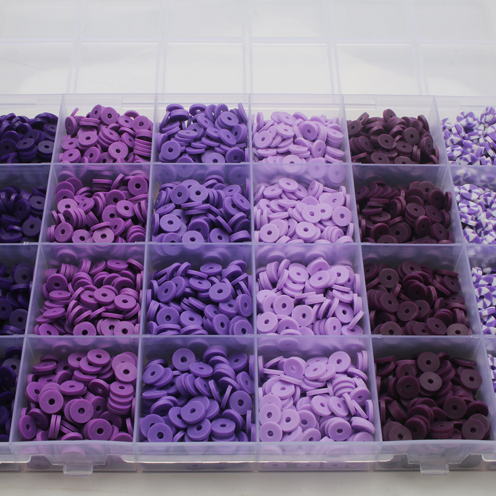 软陶片串珠渐变单色6mm 饰品DIY手链项链饰品配件24格软陶片盒装详情9