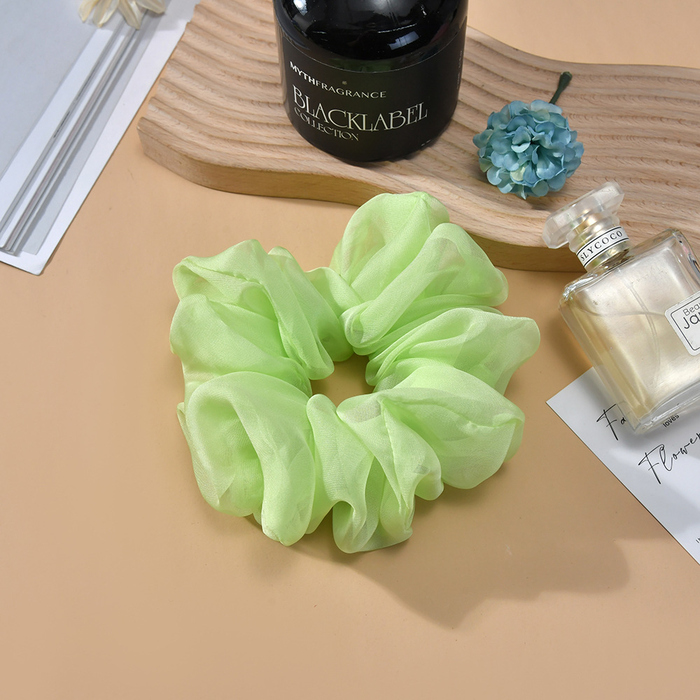 2023年新款大号纯色雪纺大肠发圈欧美女简约款扎头发皮筋厂家直供详情14