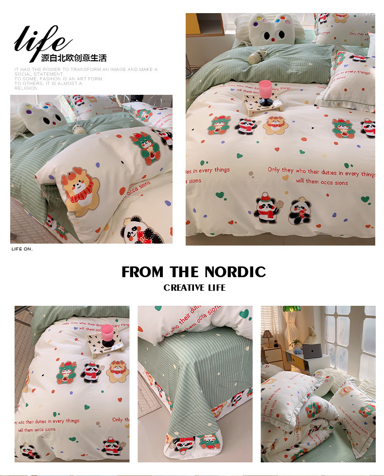 Wholesale of pure cotton four-piece bedding sets for export, cross-border bed sheets and duvet covers from Europe and America, pure cotton four-piece bedding sets for autumn and winter pic 38
