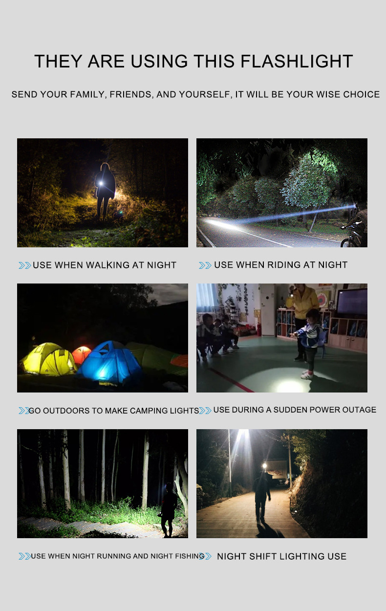 Wholesale of cross-border outdoor mini high-intensity flashlights, led rechargeable flashlights, high-intensity flashlights, hand-held flashlights pic 11