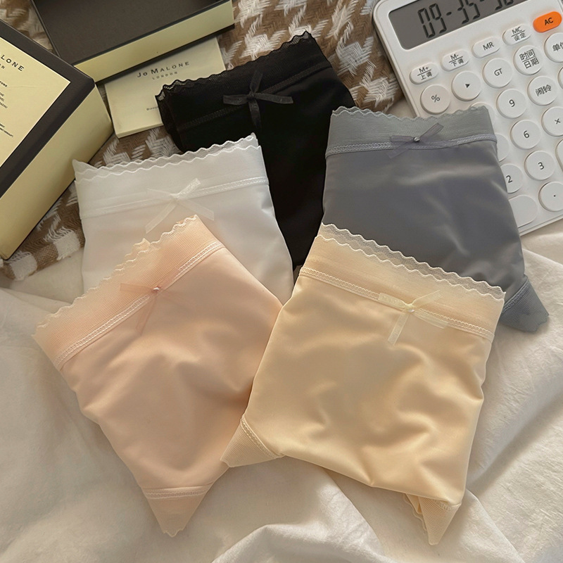 Summer seamless ice silk underwear for women, antibacterial, breathable, pure and sexy, thin mid-waist triangular underwear for girls pic 10