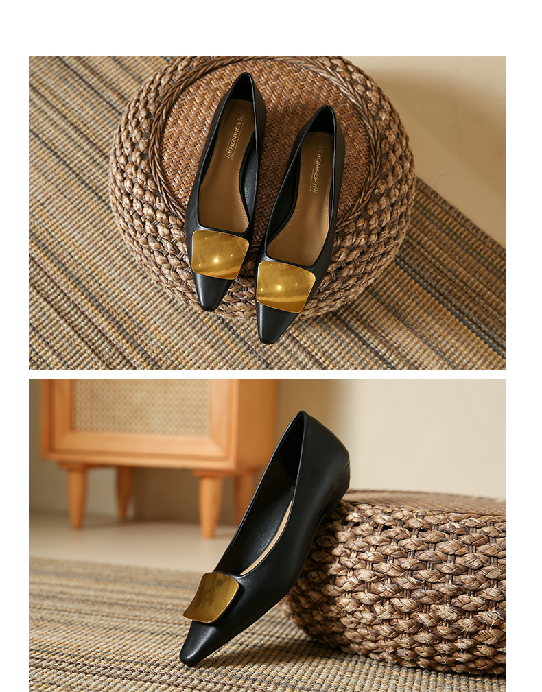 网红法式低跟单鞋女新款气质方扣软皮不磨脚平底鞋百搭浅口女鞋子详情22