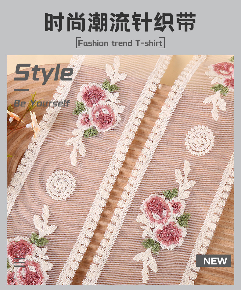 DIY handmade accessories for 9CM three-color embroidered lace double-sided set gauze bow curtains, hair clips and hair bands pic 1