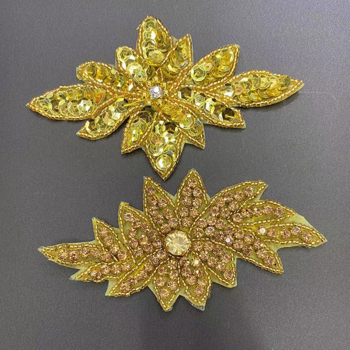 Estilo europeo y americano dorado lentejuelas accesorios accesorios de pelo hechos a mano con cuentas zapatos y sombreros accesorios de ropa venta directa de fábrica al por mayor pic 2