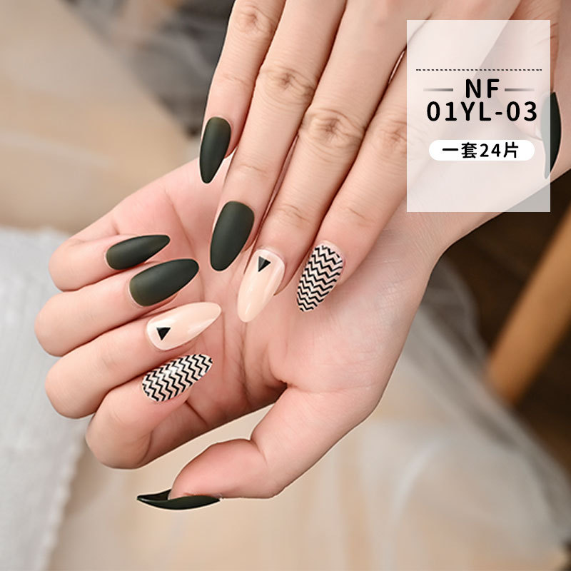 欧美哑光中长款美甲贴片穿戴甲 定制24片盒装美甲片假指甲甲片详情4