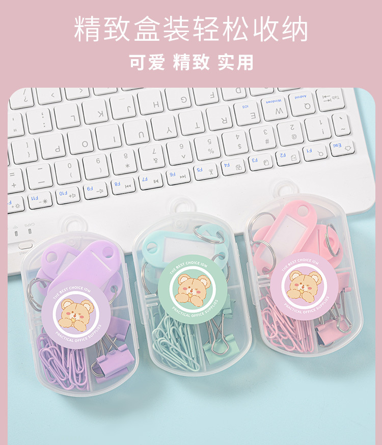 Fresh and cute long-tail clip, macaron-colored dovetail clip, 19mm, cute binding, student stationery iron clip set wholesale pic 8