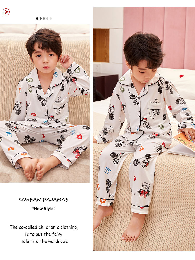 儿童睡衣女孩春夏长袖翻领牛奶丝套装开衫宝宝卡通外贸男童家居服详情8
