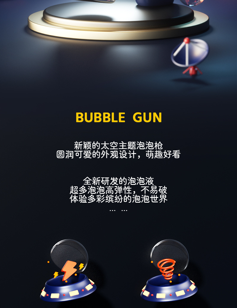 地摊批发泡泡机太空宇航员全自动加特林电动吹泡泡枪手持儿童玩具详情2