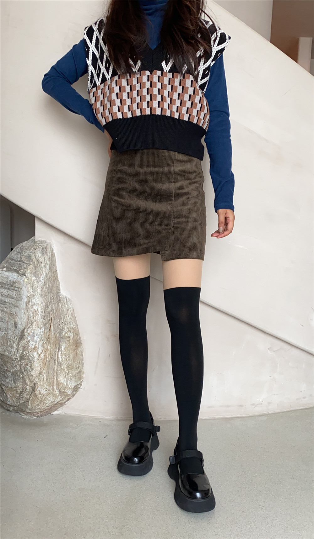 New patchwork stockings, black and white stockings, fake thigh stockings, sweet and cool fake calf stockings, sexy base stockings, pantyhose for women pic 44