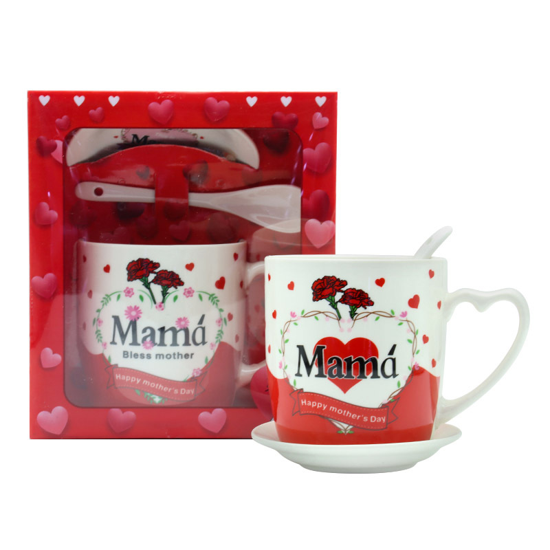 创意镀金西语母亲节陶瓷马克杯牛奶杯大容量杯具外贸专供带柄勺托盘咖啡杯套装送妈妈的礼物工厂直供支持多语做客logo详情4