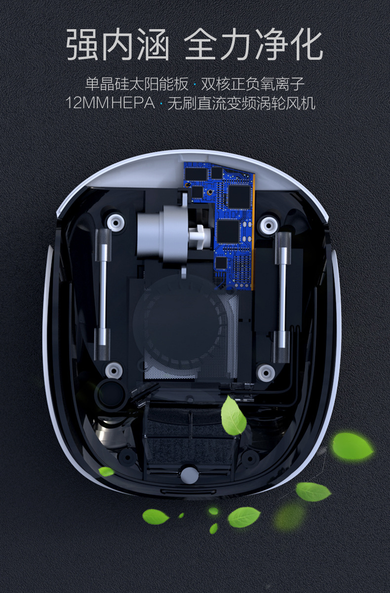 The solar-powered car air purifier can intelligently remove odors and formaldehyde pic 6