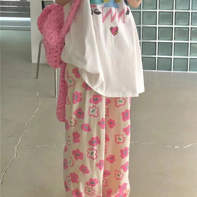 遛弯裤卡通睡裤女春秋新款居家可爱印花宽松休闲夏季空调防蚊长裤详情51