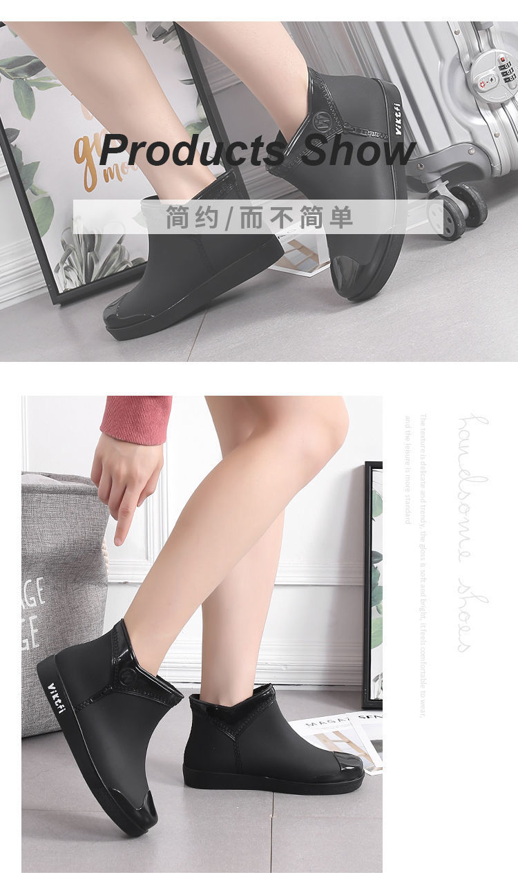 一件代发新款雨水鞋女四季时尚低帮厨房防滑中加厚加棉绒雪地靴详情7