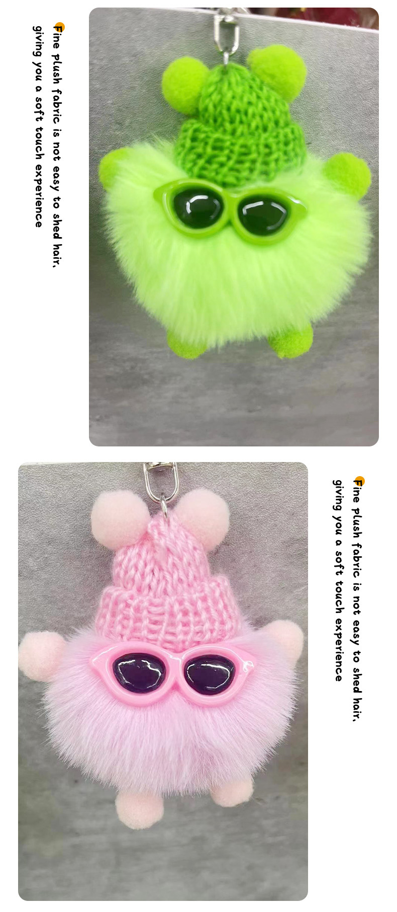 仿毛绒煤球挂件厂家批发汽车钥匙包包卡通毛绒娃娃挂饰潮酷钥匙扣详情6