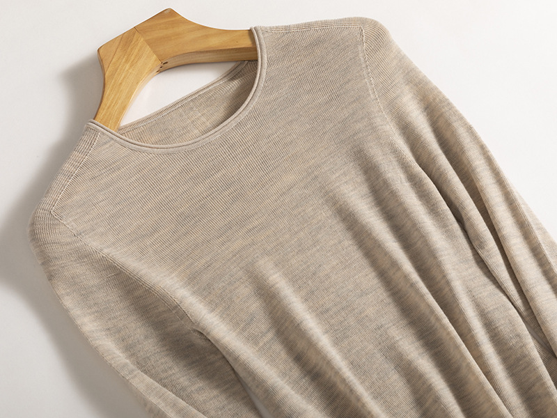 Early autumn machine-washable Yangzi yarn seamless one-piece 18-needle 100. Wool round-neck knitted sweater for women, slimming and shaping top pic 21