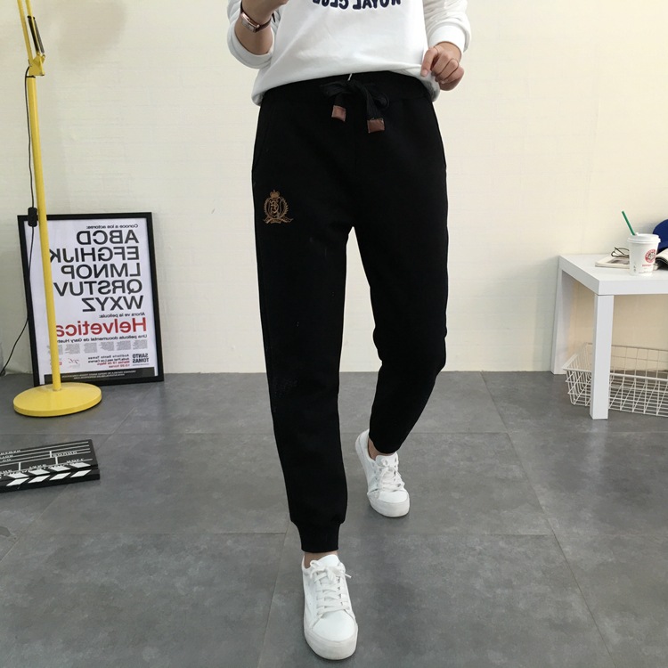 Autumn and winter lambskin sweatpants for women and couples, casual high-waisted cotton chanel-style long pants, loose tight-fitting fleece pants pic 13