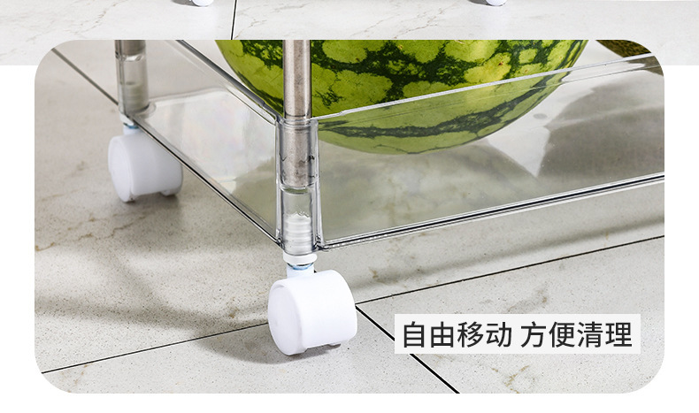 跨境PET厨房置物架 透明调味品收纳架 卫浴可移动多层储物架层架详情6