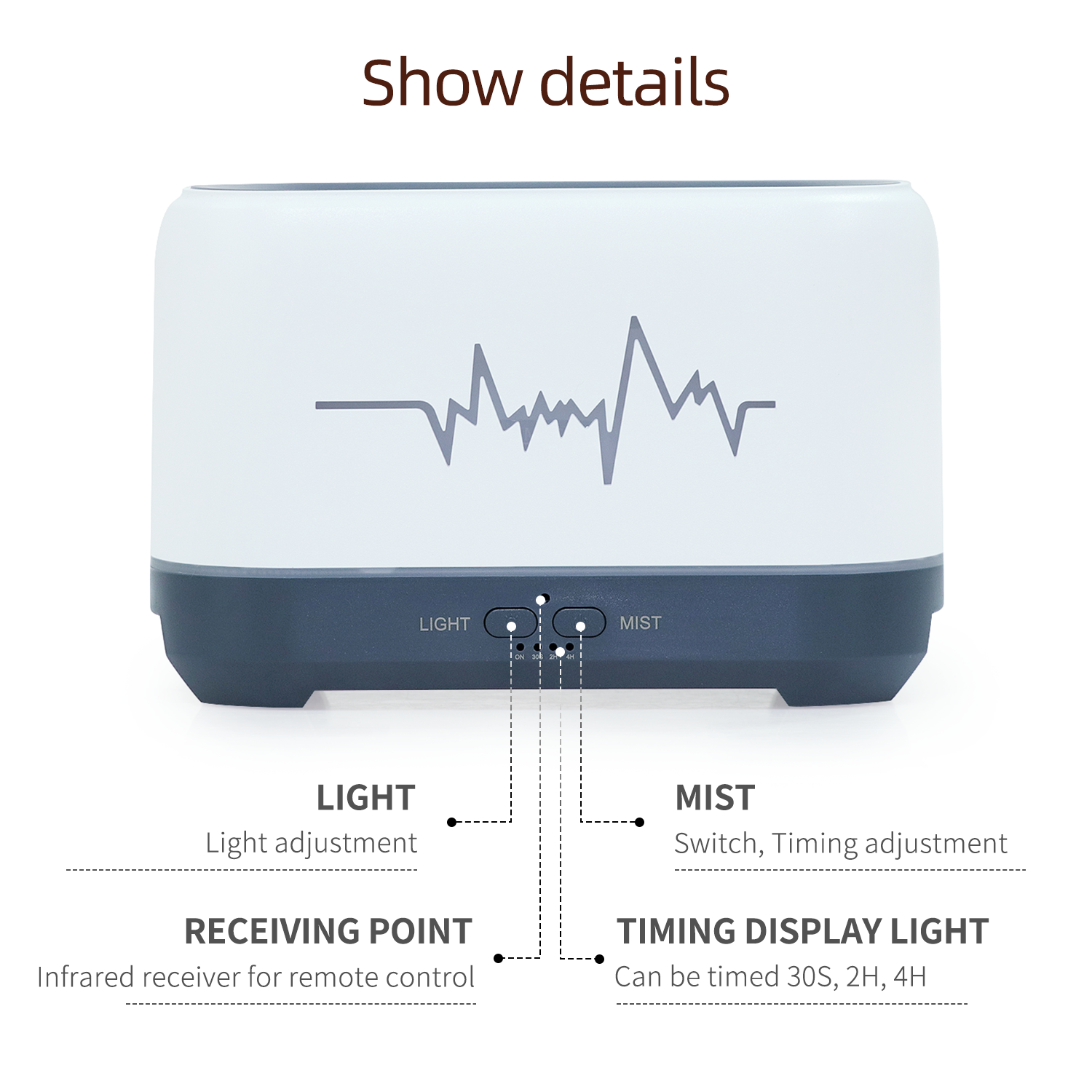 厂家热销HOLDMAY候美 心电图香薰机加湿器七彩香薰灯光添加精油详情3