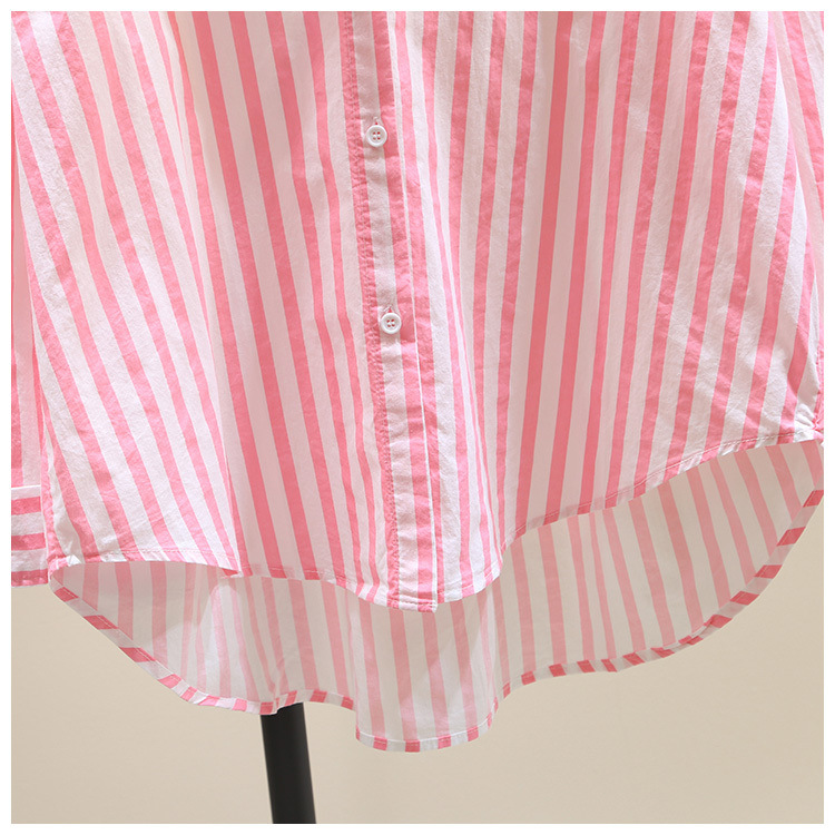 2025春夏新款长袖衬衫女时尚休闲竖条纹韩版宽松衬衣女外穿详情20