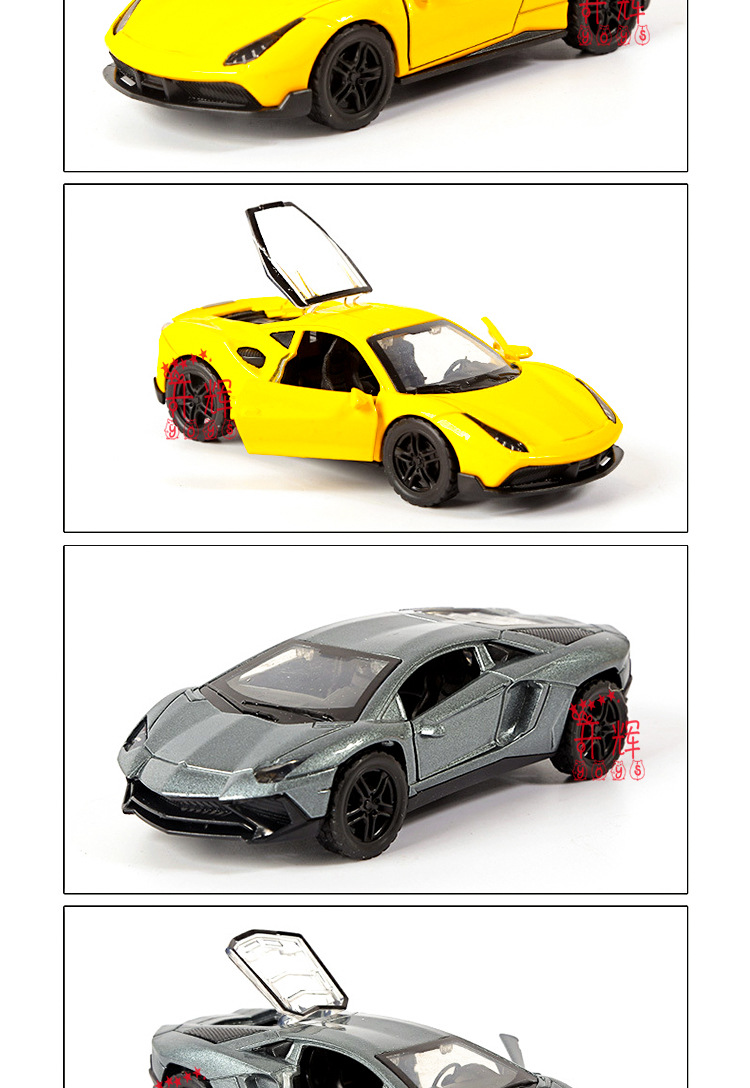 Cross border 1:36 alloy bugarambo superrun modelo para niños juguete coche pendular coche de fuerza tres puertas pic 9