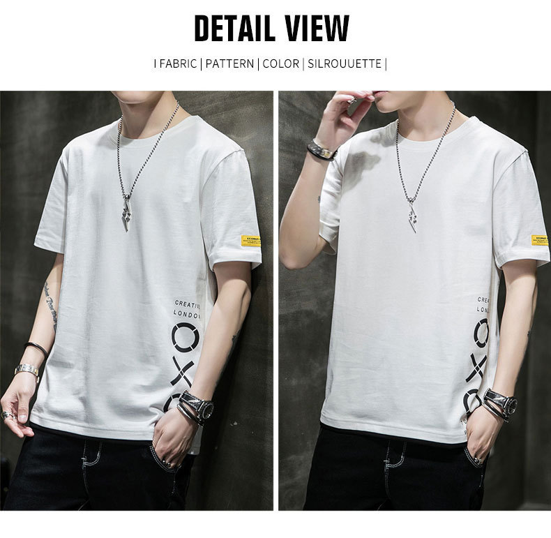 Short-sleeved T-shirt for men, Korean style, summer loose cotton T-shirt, cross-border new style, student bottom layer, half-sleeved shirt pic 32