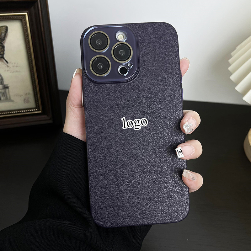 Crystal lens protection is suitable for Apple 15Promax phone case with lychee pattern, PC hard case, iPhone14 lens film scratch-resistant pic 18