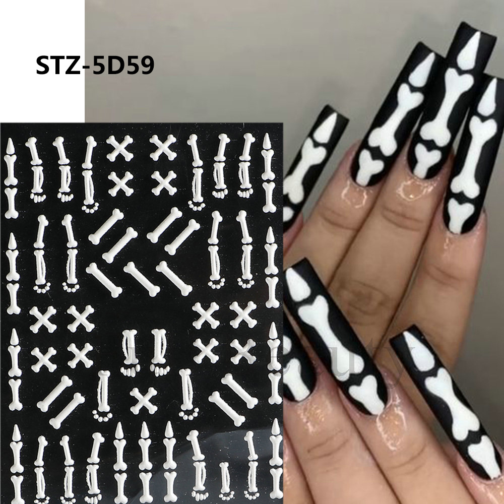 Wholesale of new cross-border 5D relief three-dimensional nail stickers, spider web pumpkin skull Halloween nail stickers, shanilak pic 10