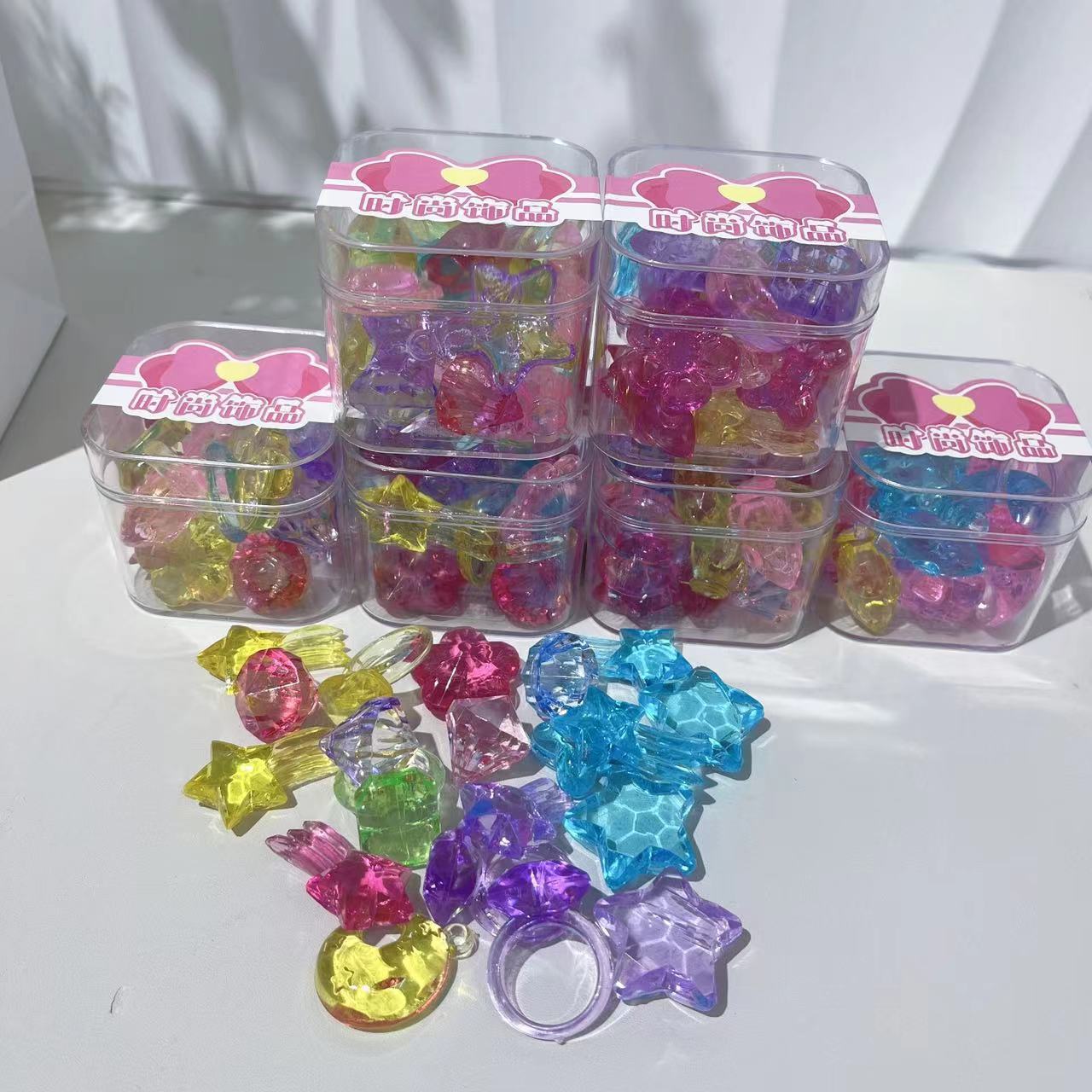 宝宝七彩宝石玩具戒指盒装小女孩礼物防真钻石水晶公主礼物详情1