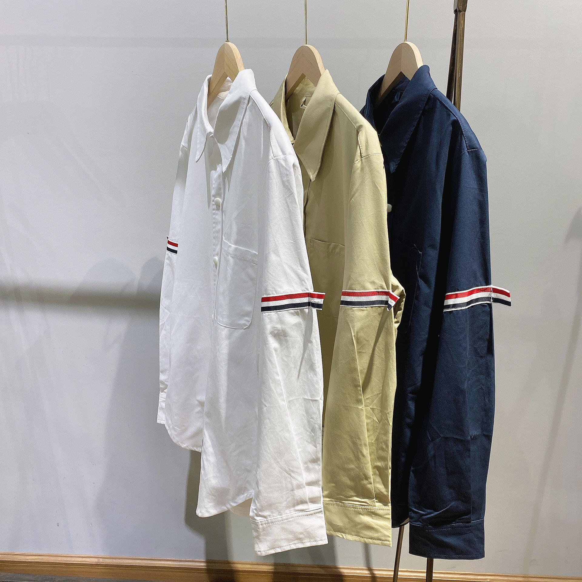 TB casual trendy brand poplin slim-fit solid white shirts for men and women, Oxford fabric shirts for women with long sleeves pic 133