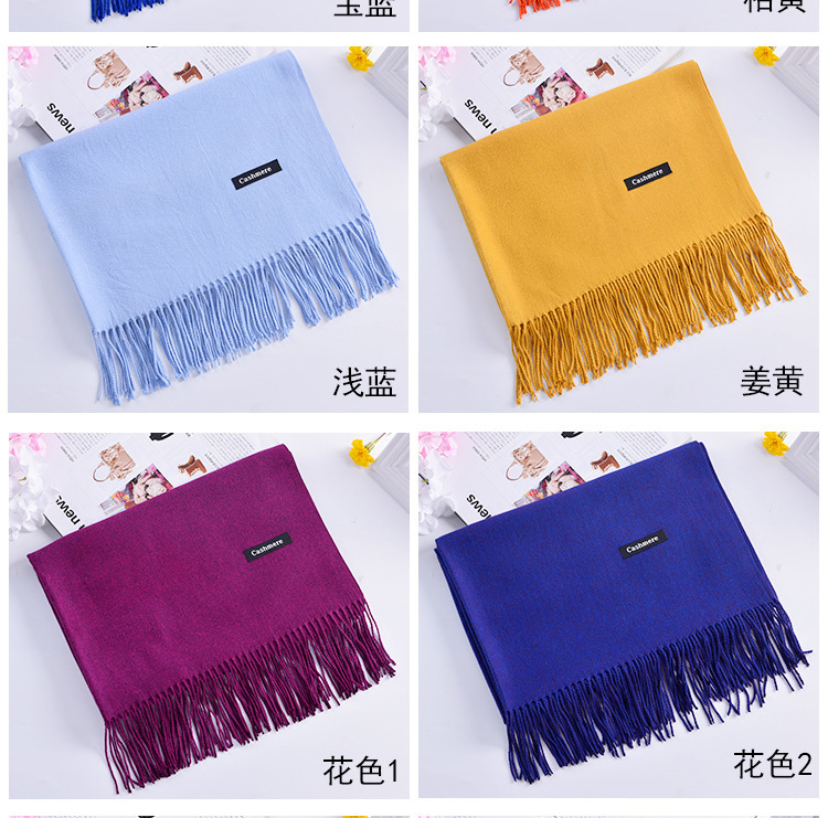 The new solid-color faux cashmere scarf for autumn and winter, with a big red LOGO and thickened warm shawl, is in stock and available for shipment pic 26