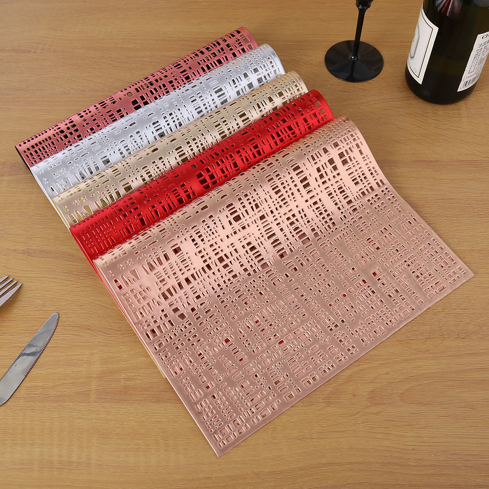 Cross-border hollowed-out pvc cookware and table MATS, hotel heat insulation, household Japanese-style solid-color plate MATS, coffee coasters wholesale pic 6
