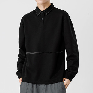 鲲海鹏云基础长袖T恤男秋冬宽松圆领内搭上衣潮流休闲男士打底衫详情3