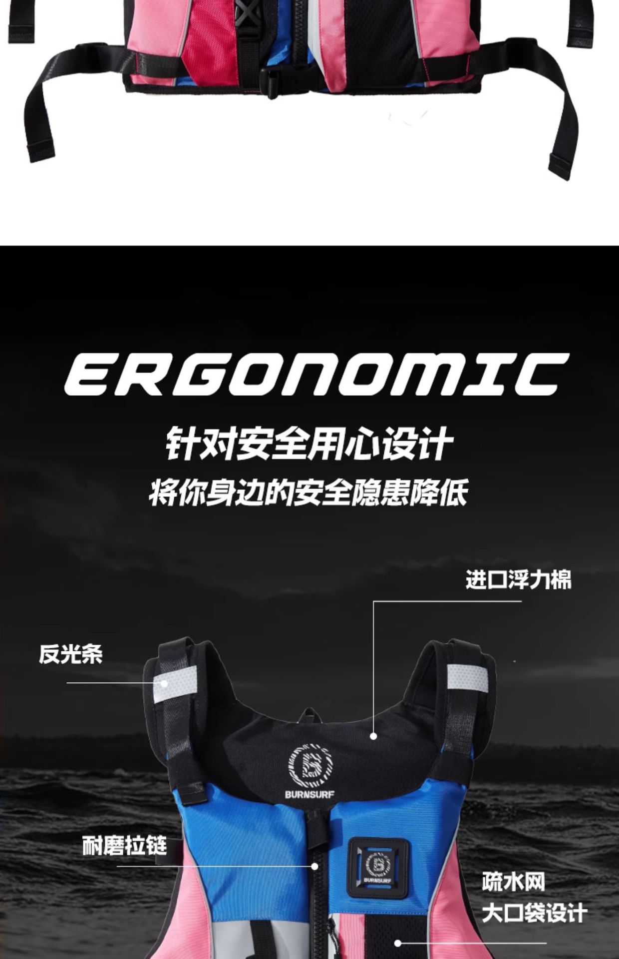 成人救生衣马甲背心皮划艇浆板帆船摩托艇浮潜水冲浪龙舟大浮力衣详情3