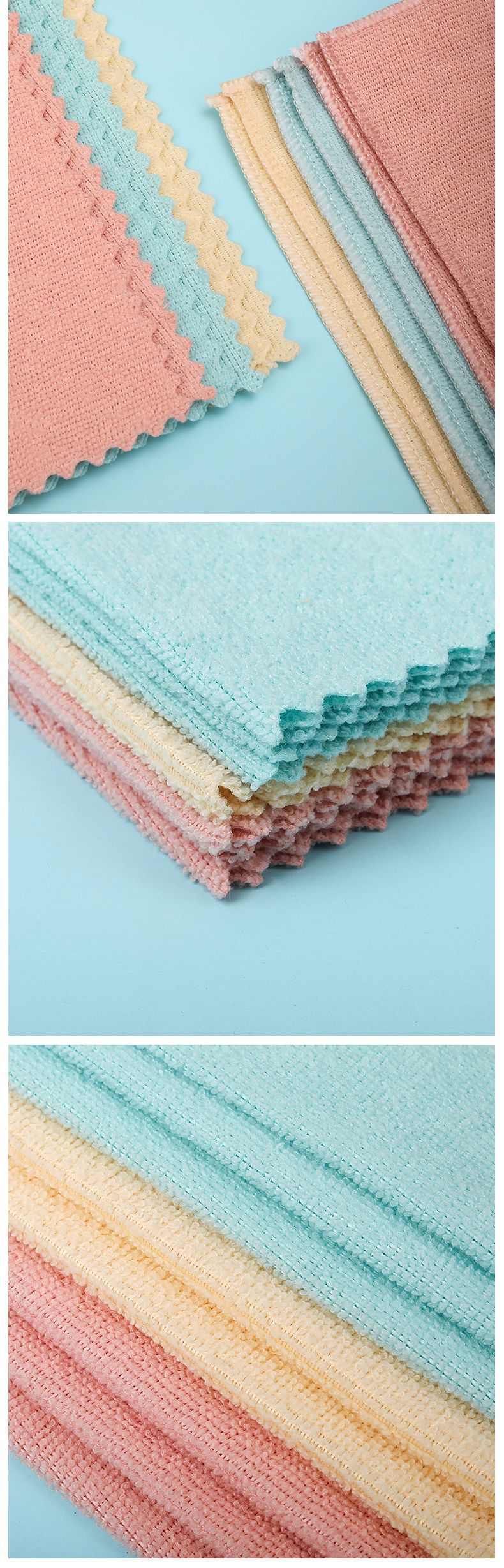 Non-shedding kitchenware scouring pad, a super-fine fiber cleaning tool, can absorb water and remove dust pic 4