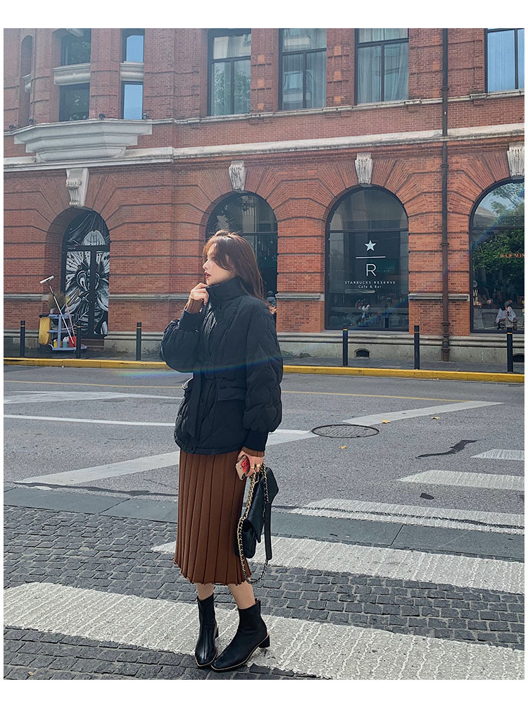 白色羽绒棉服女冬外套2022年新款轻薄收腰韩版欧货冬装短款面包服详情14