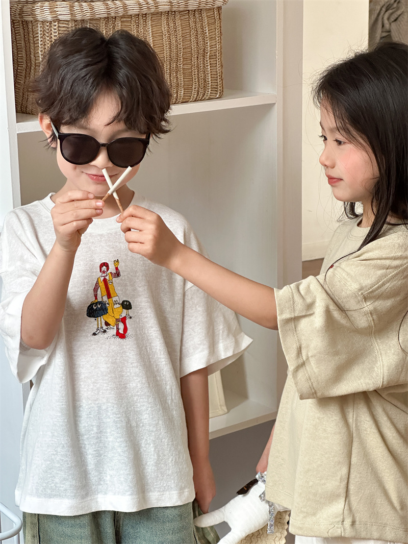 2024夏季新品韩版儿童短袖男女童卡通印花T恤可爱小丑短袖批发详情5