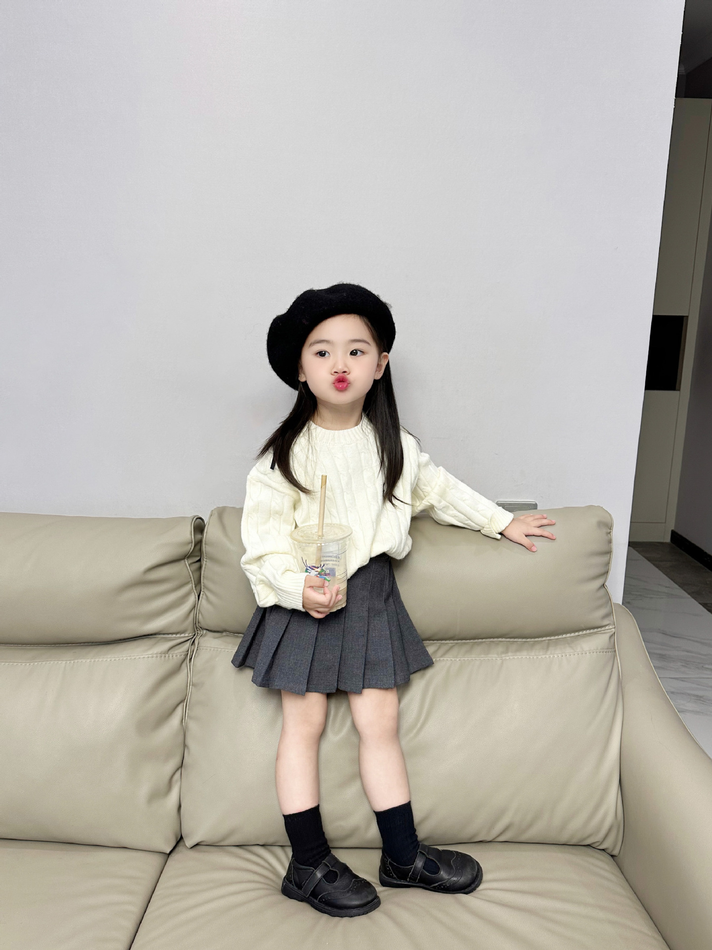 女童百褶裙2023秋季新款中小童韩版基础款半身裙带里裤儿童裙子详情2