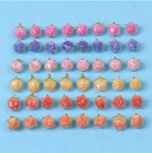 Heat shrinkable resin, strawberry bud necklace, pendant, hairpin, bracelet, resin, diy material wholesale, jewelry and clothing accessories pic 1