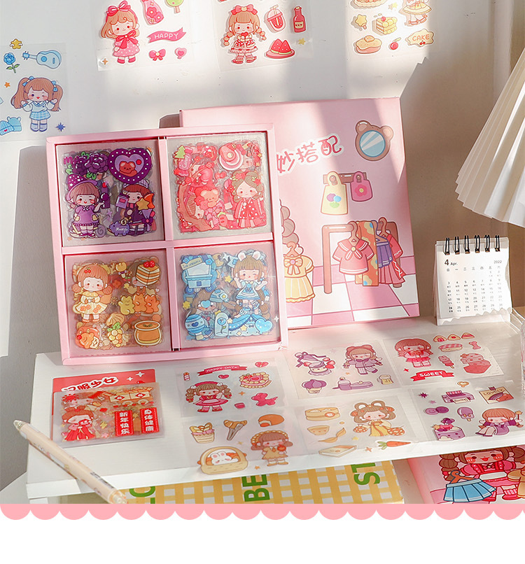 麦猫手帐贴手账本贴纸套装兜兜可爱卡通贴画透明防水粘贴水杯装饰详情1