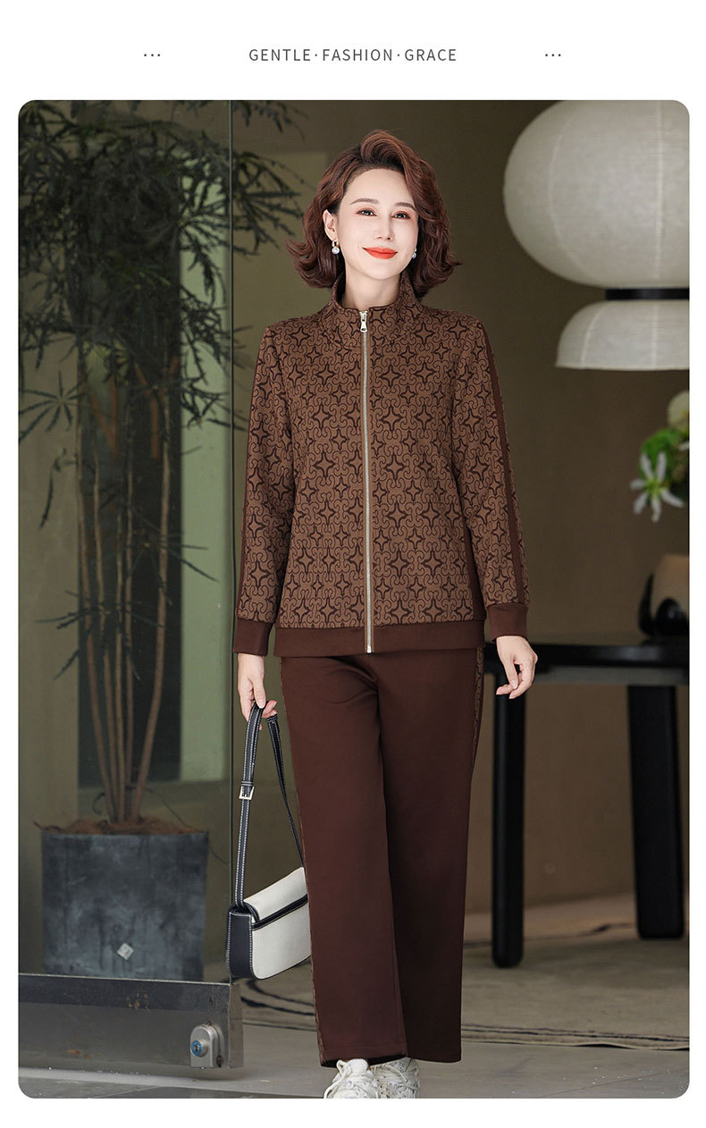 Madre de edad media otoño traje 2024 nuevo medio y viejo mujer otoño chaqueta casual abrigos moda ropa deportiva pic 30