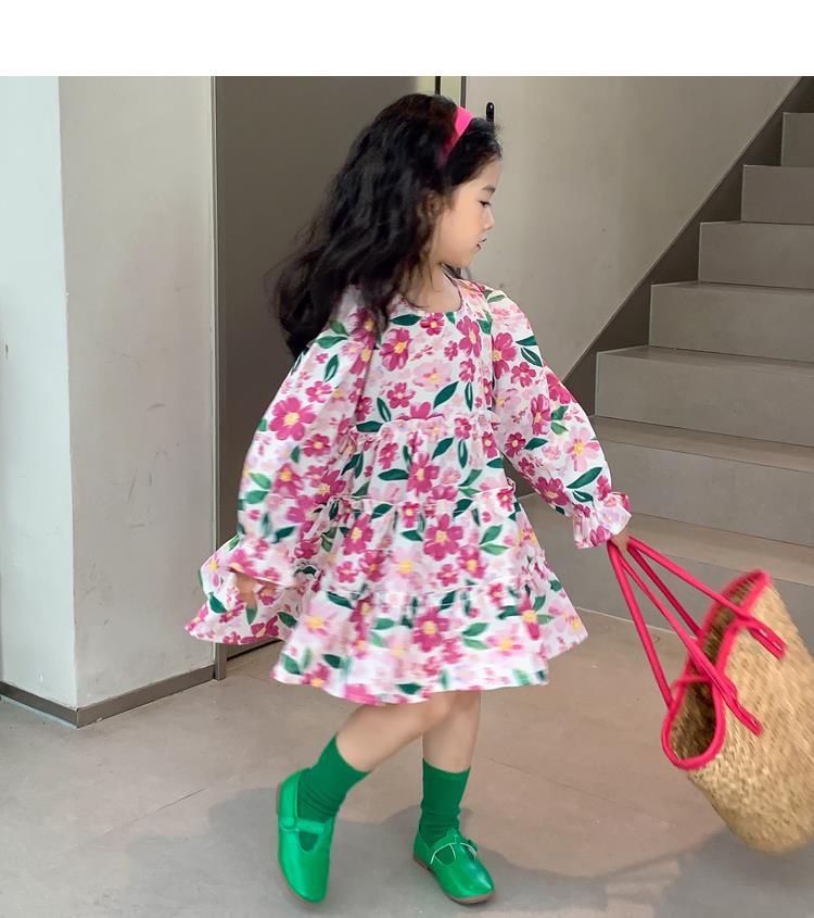 图图小象女童秋季童装儿童韩版碎花连衣裙洋气针织开衫宝宝套装详情56