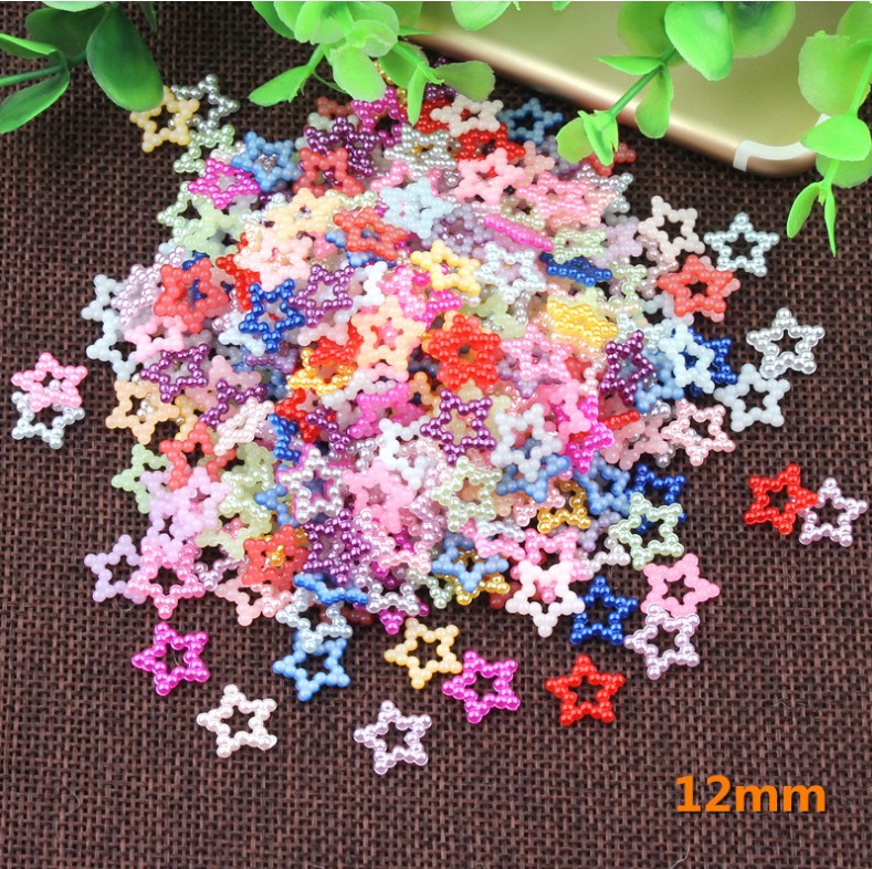 Hollow five-pointed star beads 12mm, self-sold by the manufacturer, pearl flower jewelry accessories, pearl three-dimensional flower imitation pearl V100 pic 3