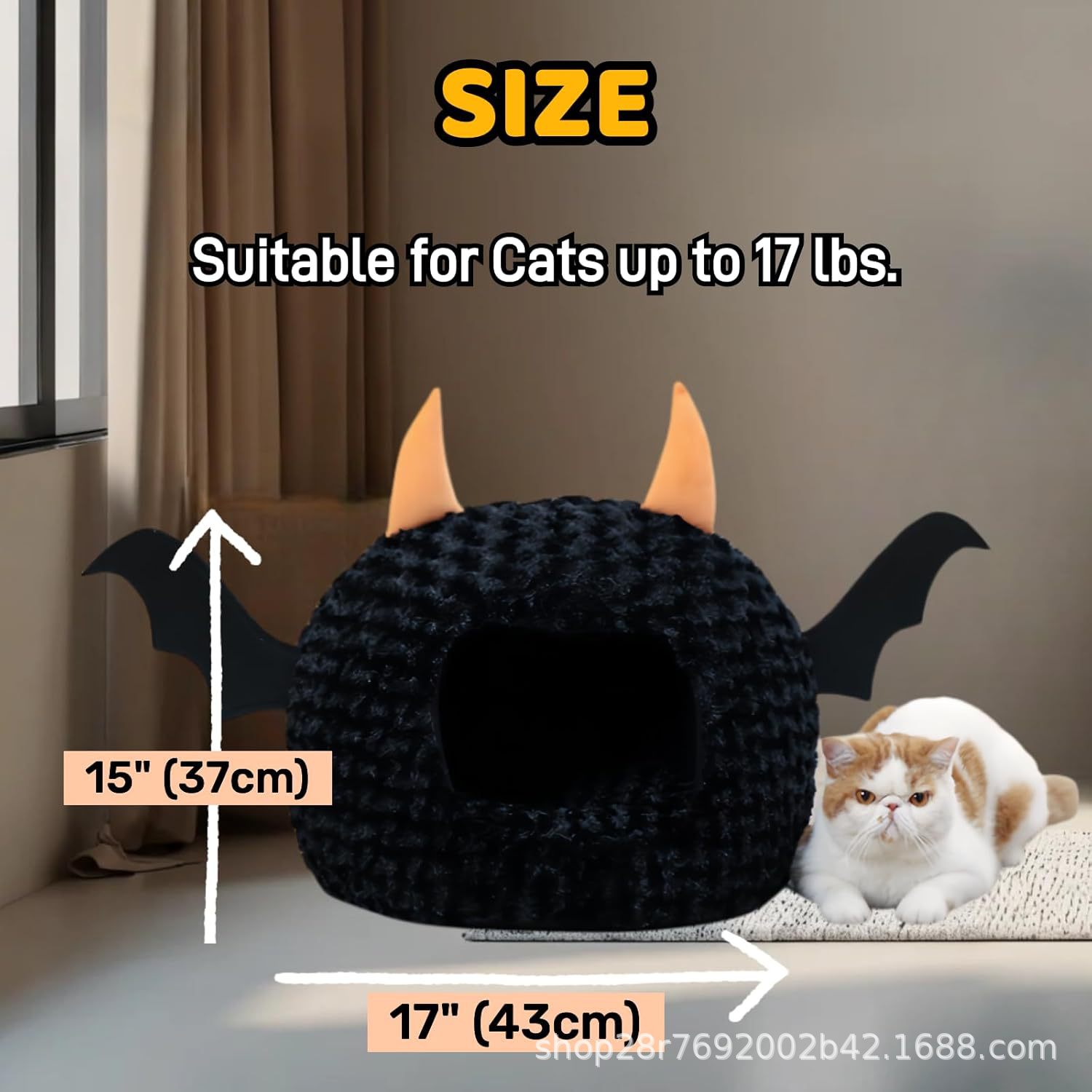 万圣节宠物窝冬季保暖趣味卡通小恶魔猫窝秋冬全封闭小狗狗窝详情6