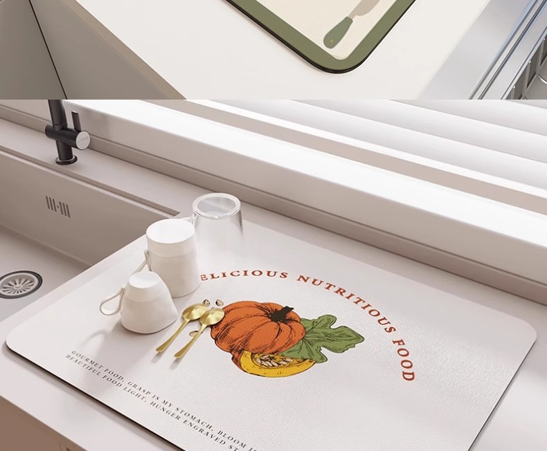 ins风厨房沥水垫吧台桌面吸水硅藻泥垫子家用耐磨可裁剪桌面杯垫详情9