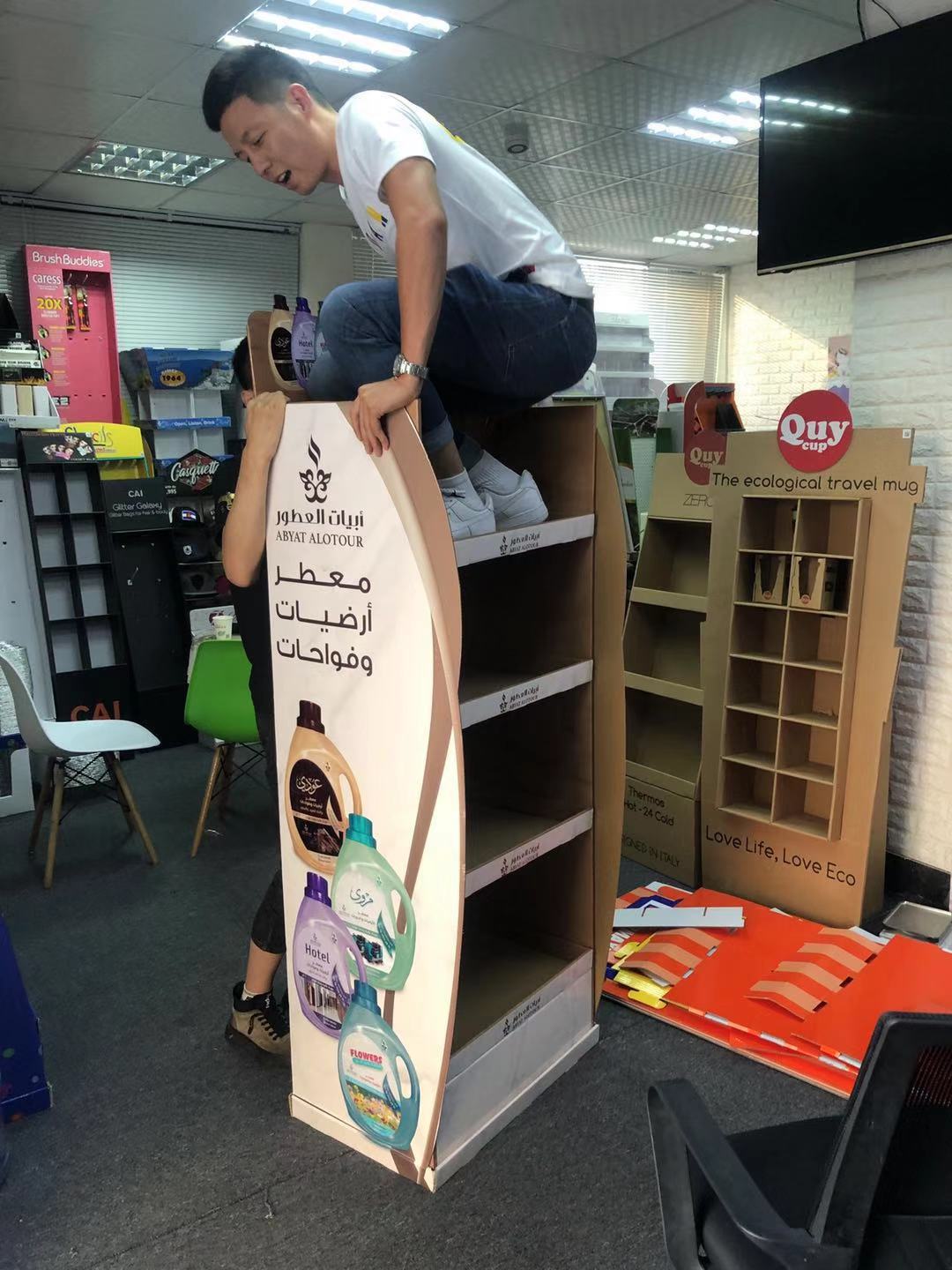 工厂纸质展示架茶叶饮料纸货架多层超市纸板展示架纸架子设计详情9